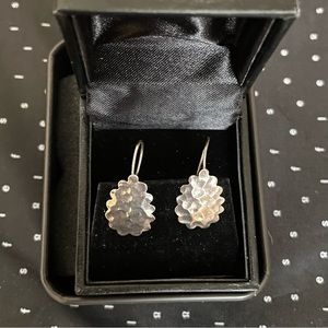 Handcrafted Silver Teardrop French Wire Earrings–Vintage